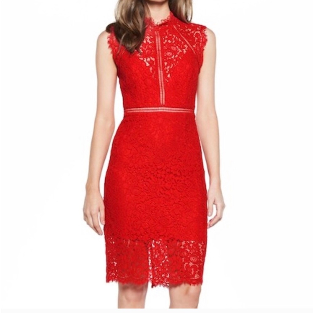 BARDOT Lipstick red lace dress